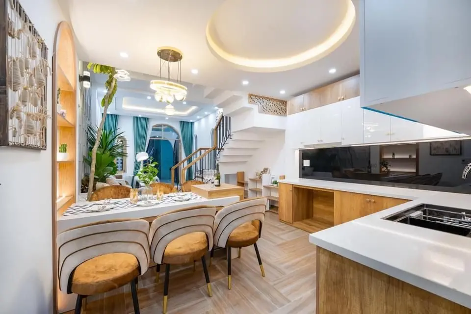 Mẫu thiết kế nội thất phòng bếp đẹp cho nhà phố nhỏ