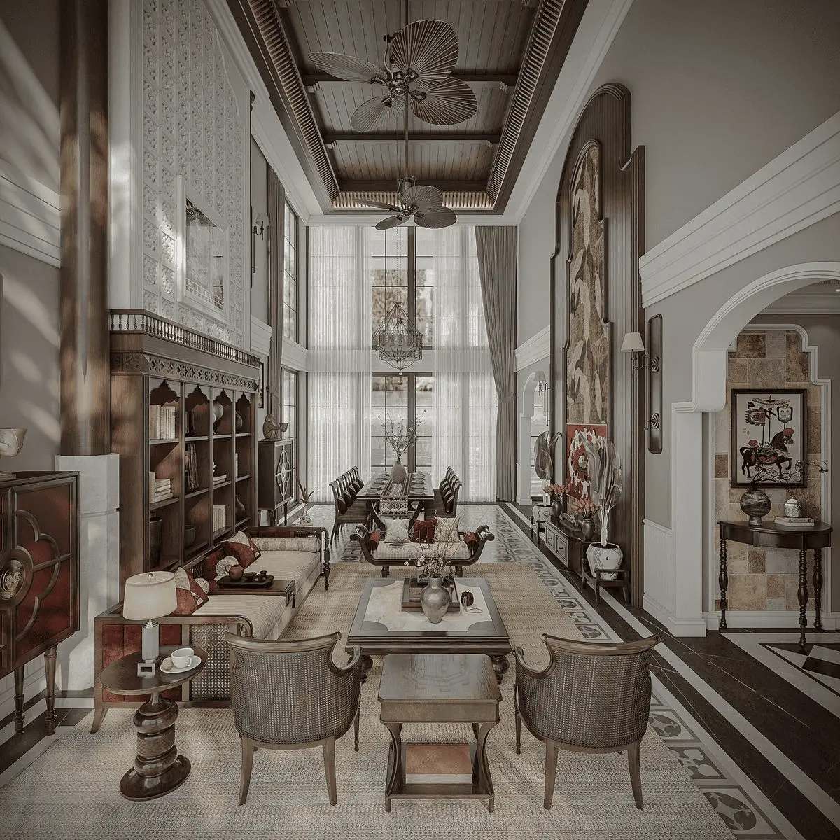 Không gian mở trong bố trí thiết kế nội thất phòng khách