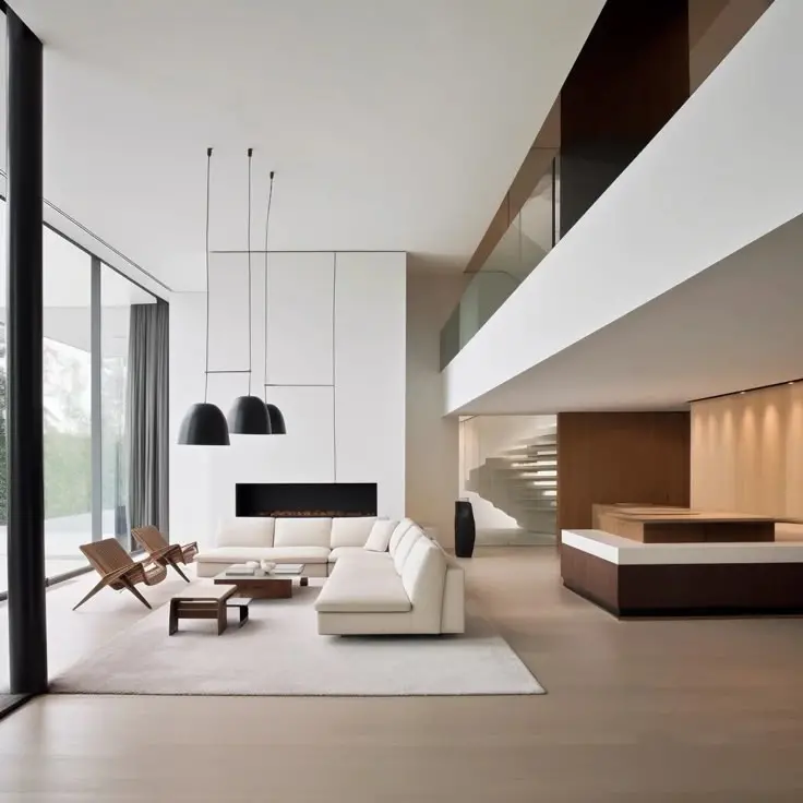 Thiết kế nội thất phòng khách phong cách tối giản tinh tế