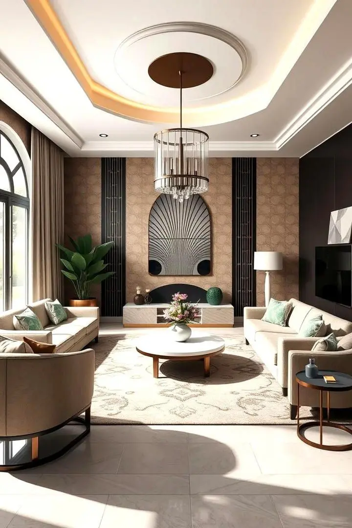 Thiết kế nội thất phòng khách phong cách Art Deco