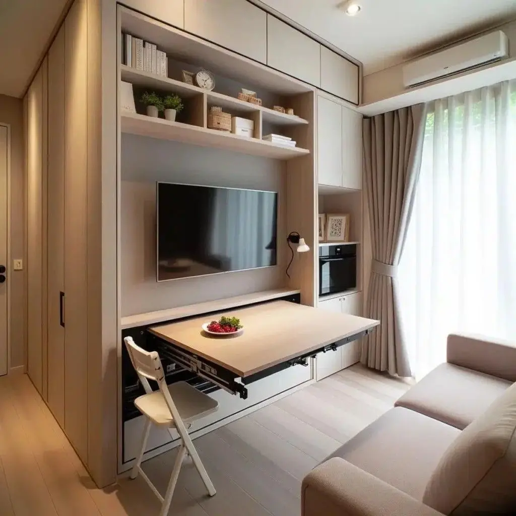 bàn gấp gọn kết hợp kệ tivi và kệ tủ