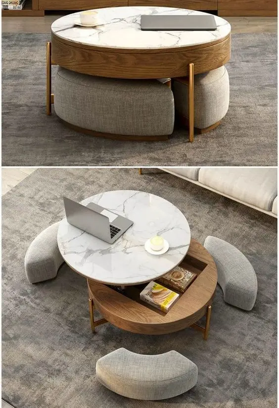 Bàn ghế gấp gọn cho thiết kế nội thất phòng khách nhỏ