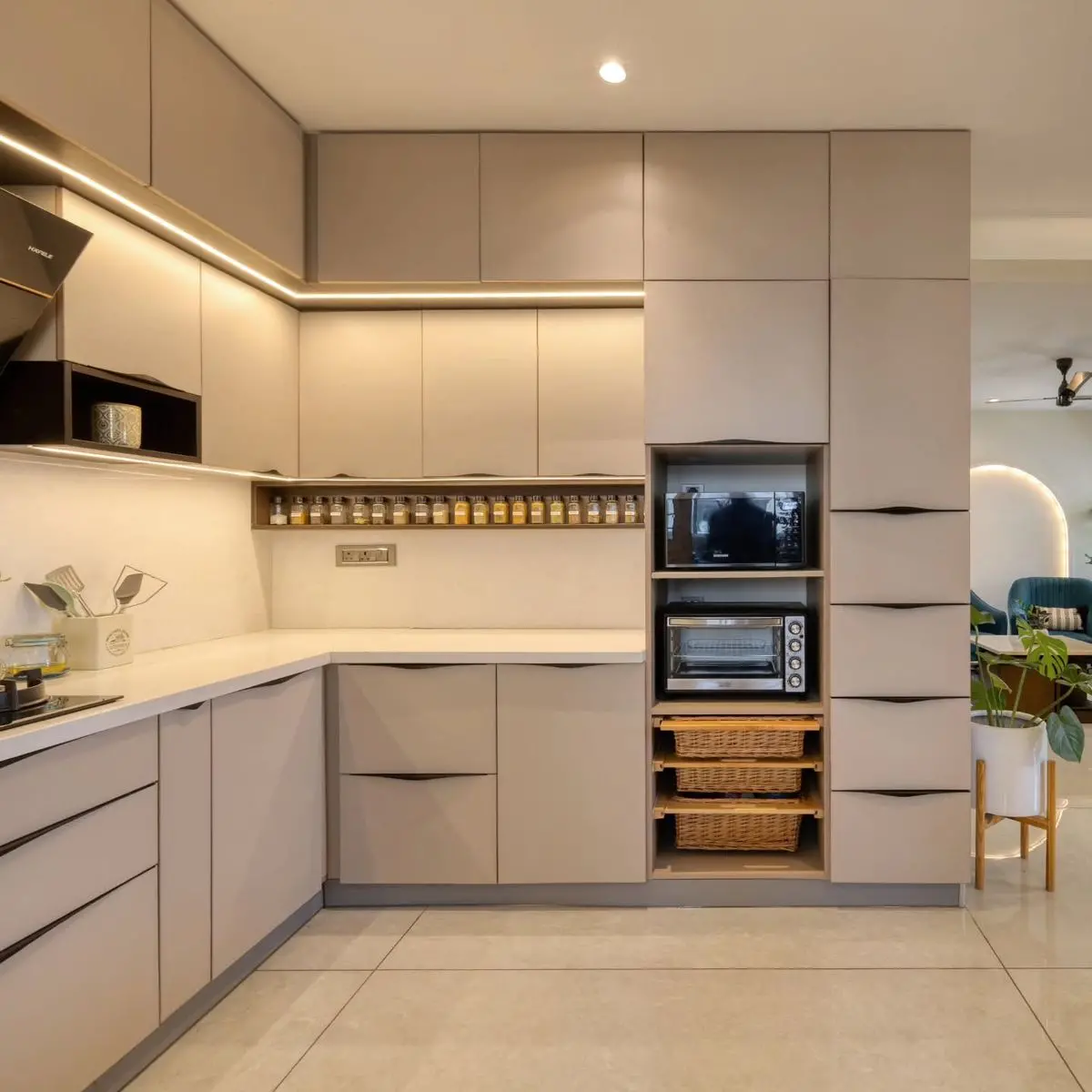 Mẫu thi công nội thất nhà bếp chữ L phổ biến nhất hiện nay