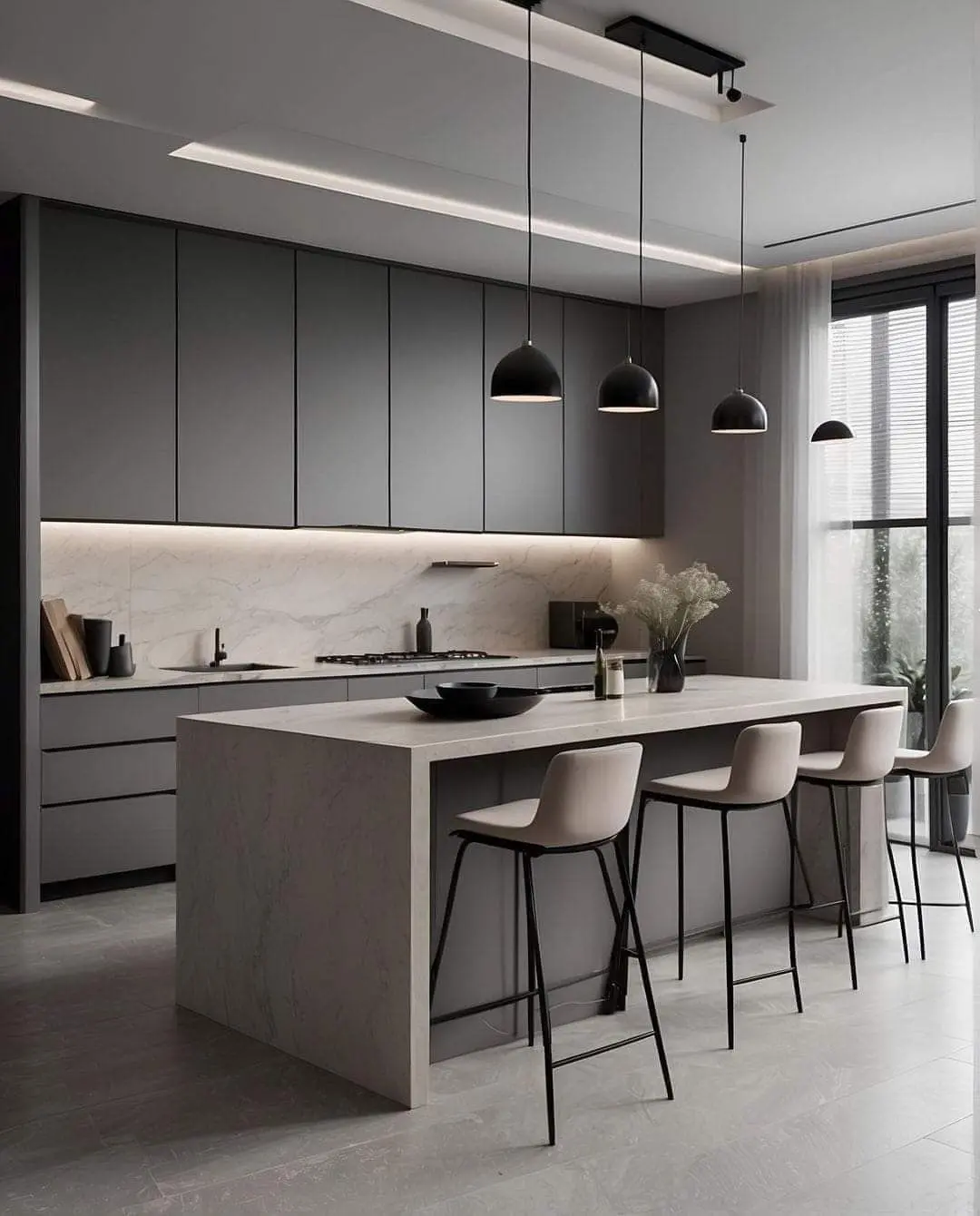 Thiết kế nội thất phòng bếp phong cách tối giản hiện đại