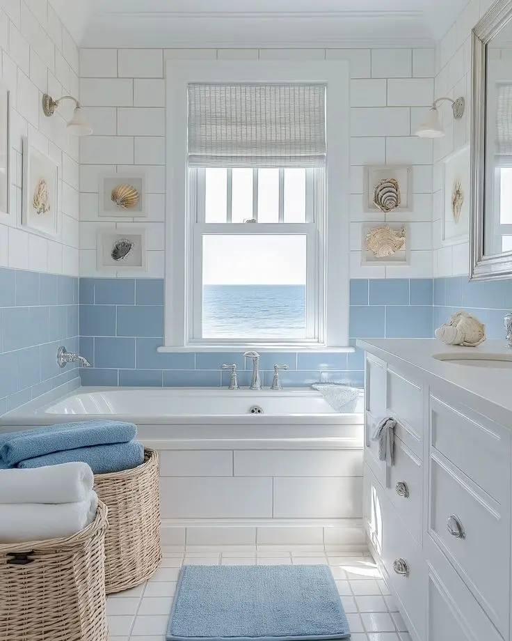 Thiết kế nội thất phòng tắm phong cách Biển (Coastal)