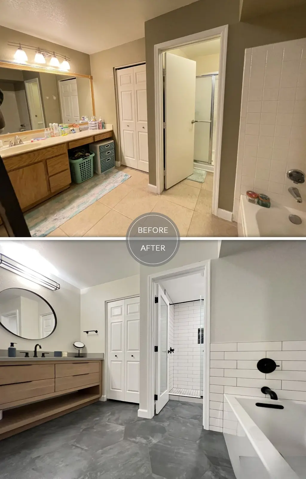 Trước và sau khi thi công nội thất phòng tắm