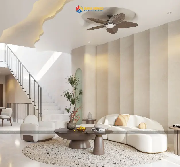 Thiết kế cầu thang hiện đại, sử dụng vật liệu gỗ và kính