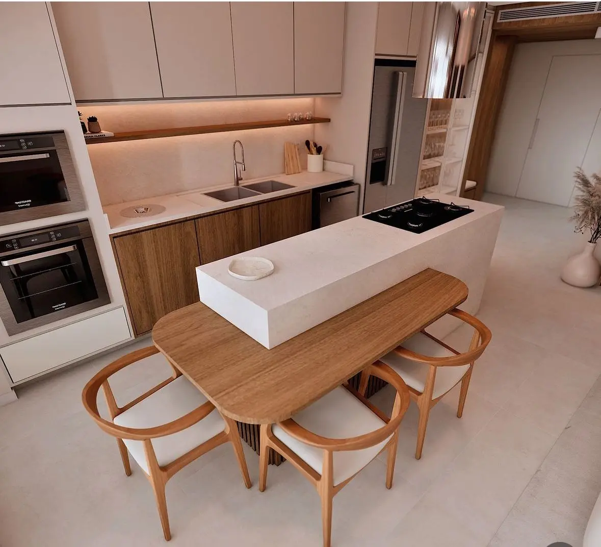 Đảo bếp kết hợp làm bàn ăn tiện dụng