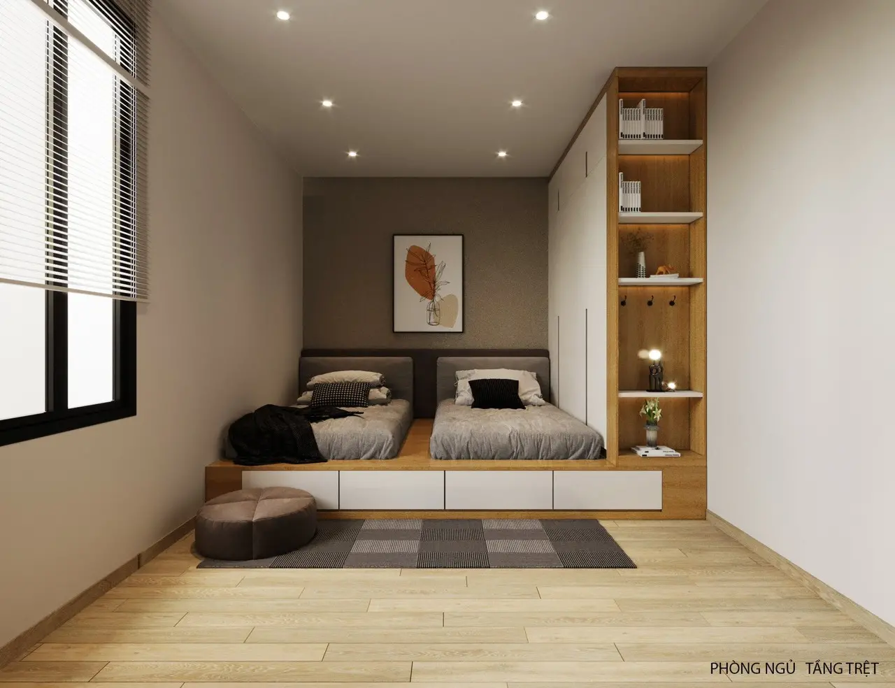 Hình ảnh mẫu dự án thiết kế nội thất phòng ngủ 2 bé 2