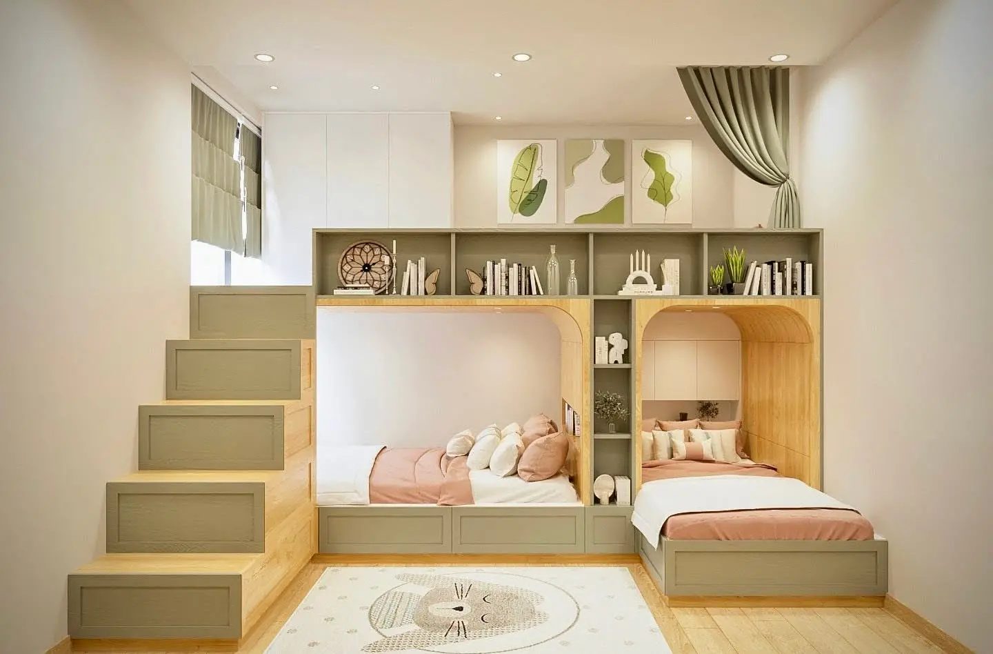 Hình ảnh mẫu dự án thiết kế nội thất phòng ngủ 2 bé 3