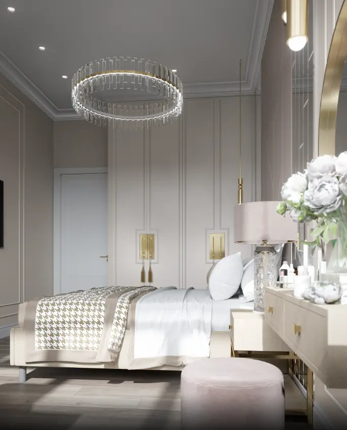 Thiết kế nội thất phòng ngủ chung cư phong cách Tân Cổ Điển