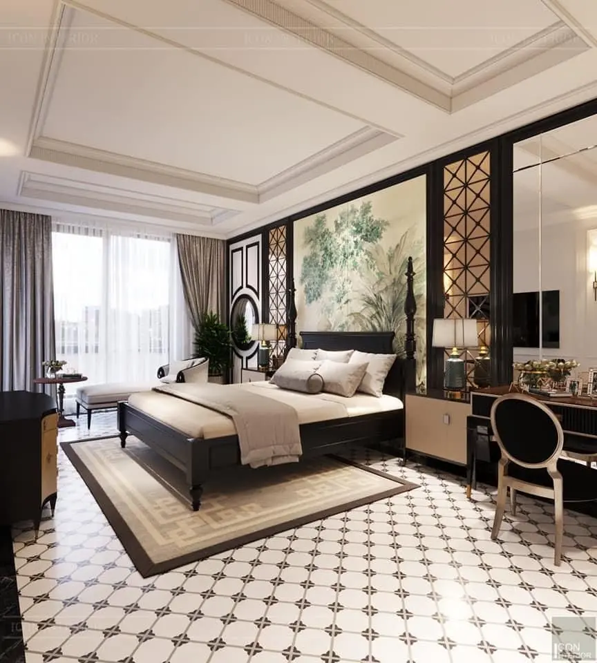 Thiết kế nội thất phòng ngủ phong cách Indochine