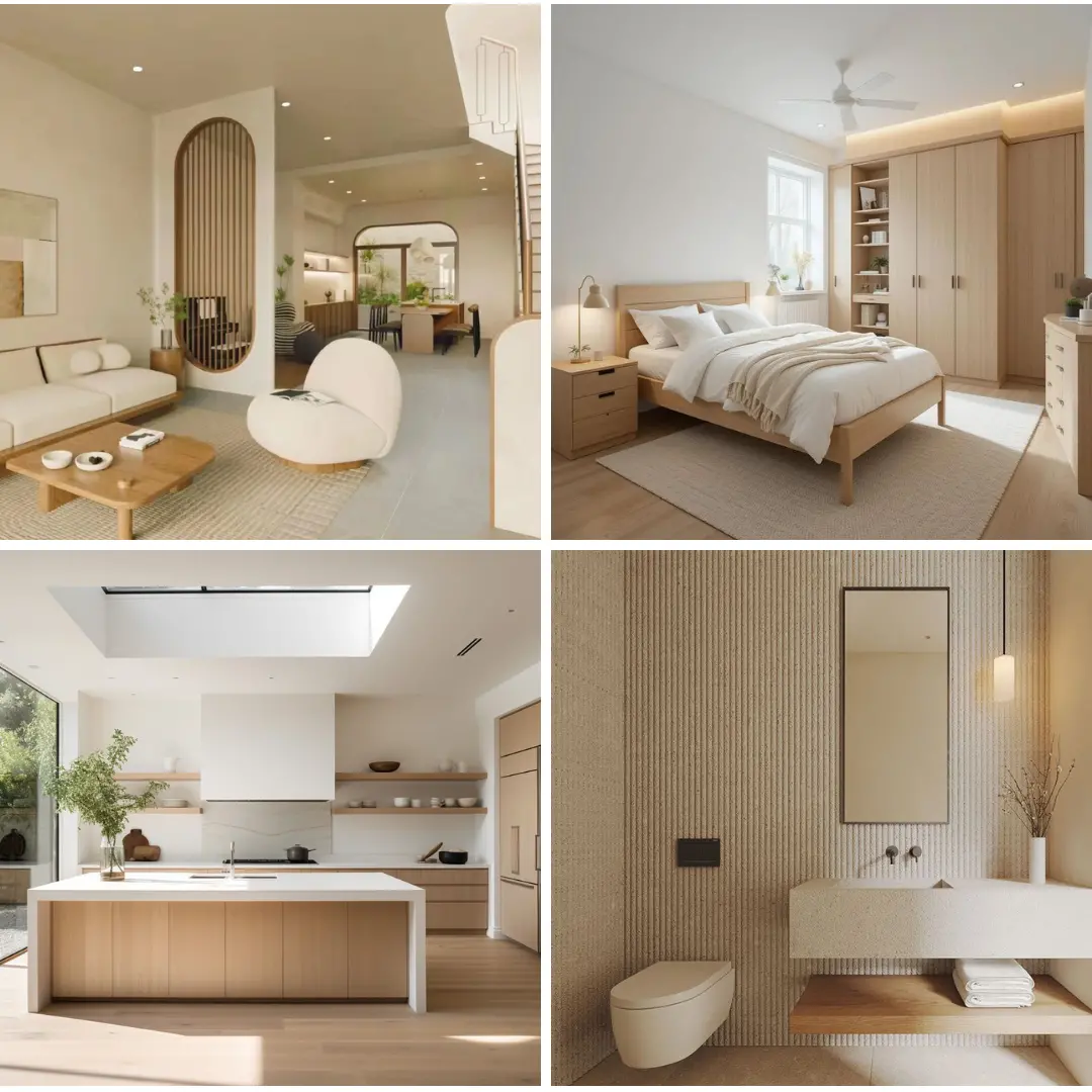 Mẫu thiết kế nội thất nhà phố Japandi