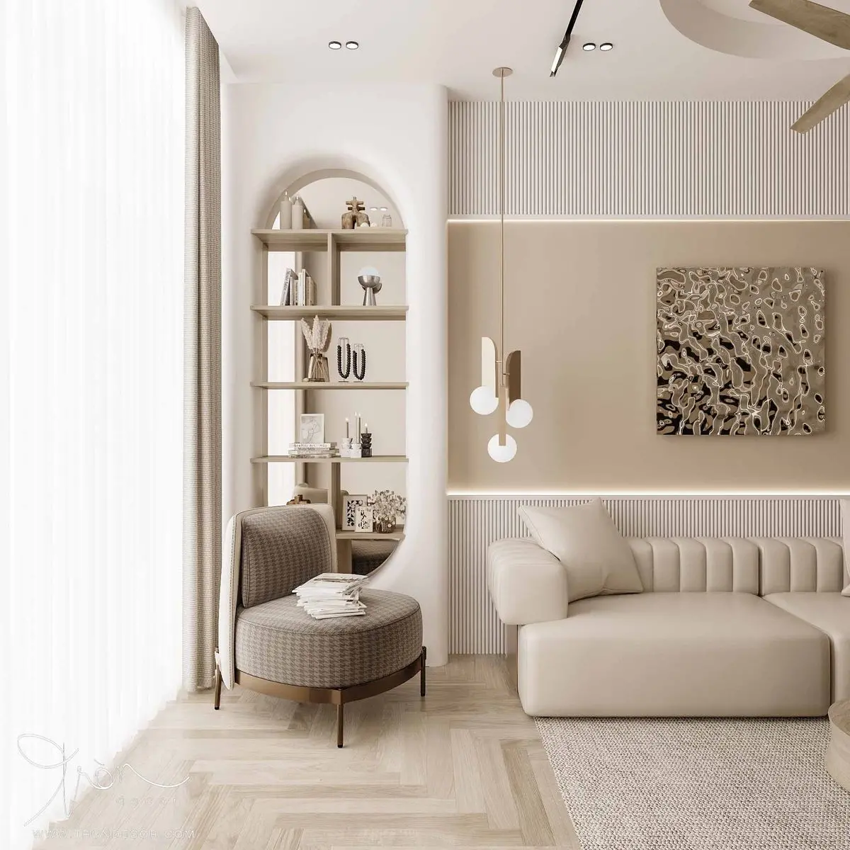 Kệ âm tường cho thiết kế nội thất phòng khách nhỏ