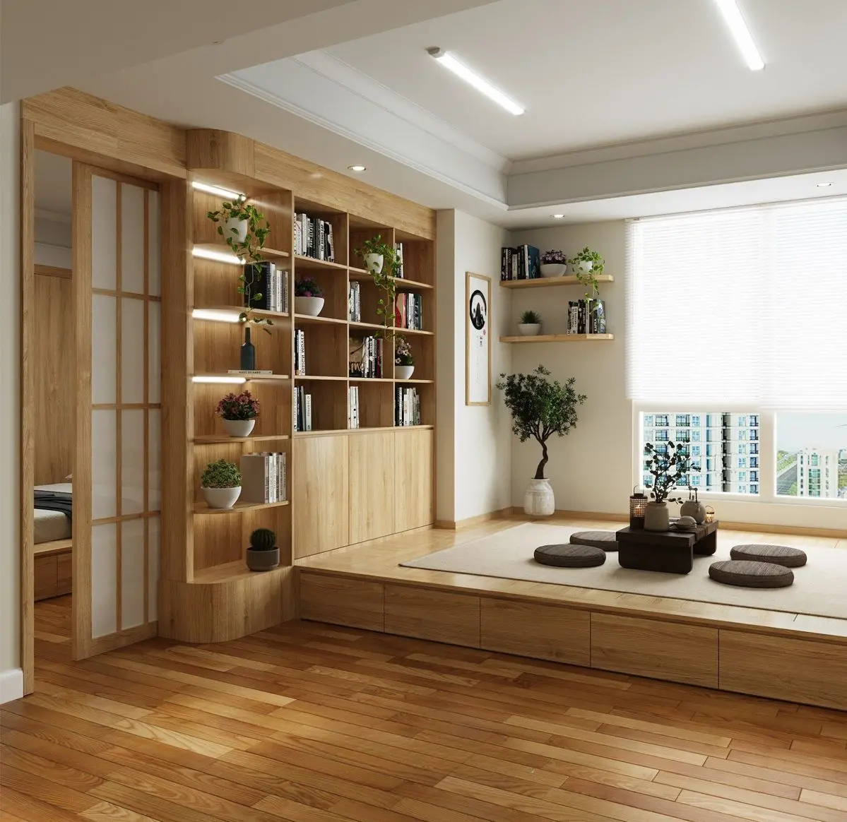 Kệ đa năng cho thiết kế nội thất phòng khách nhỏ