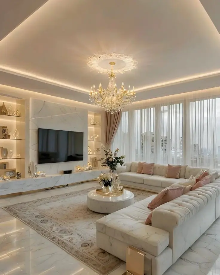 Thiết kế nội thất phòng khách sang trọng phong cách Luxury