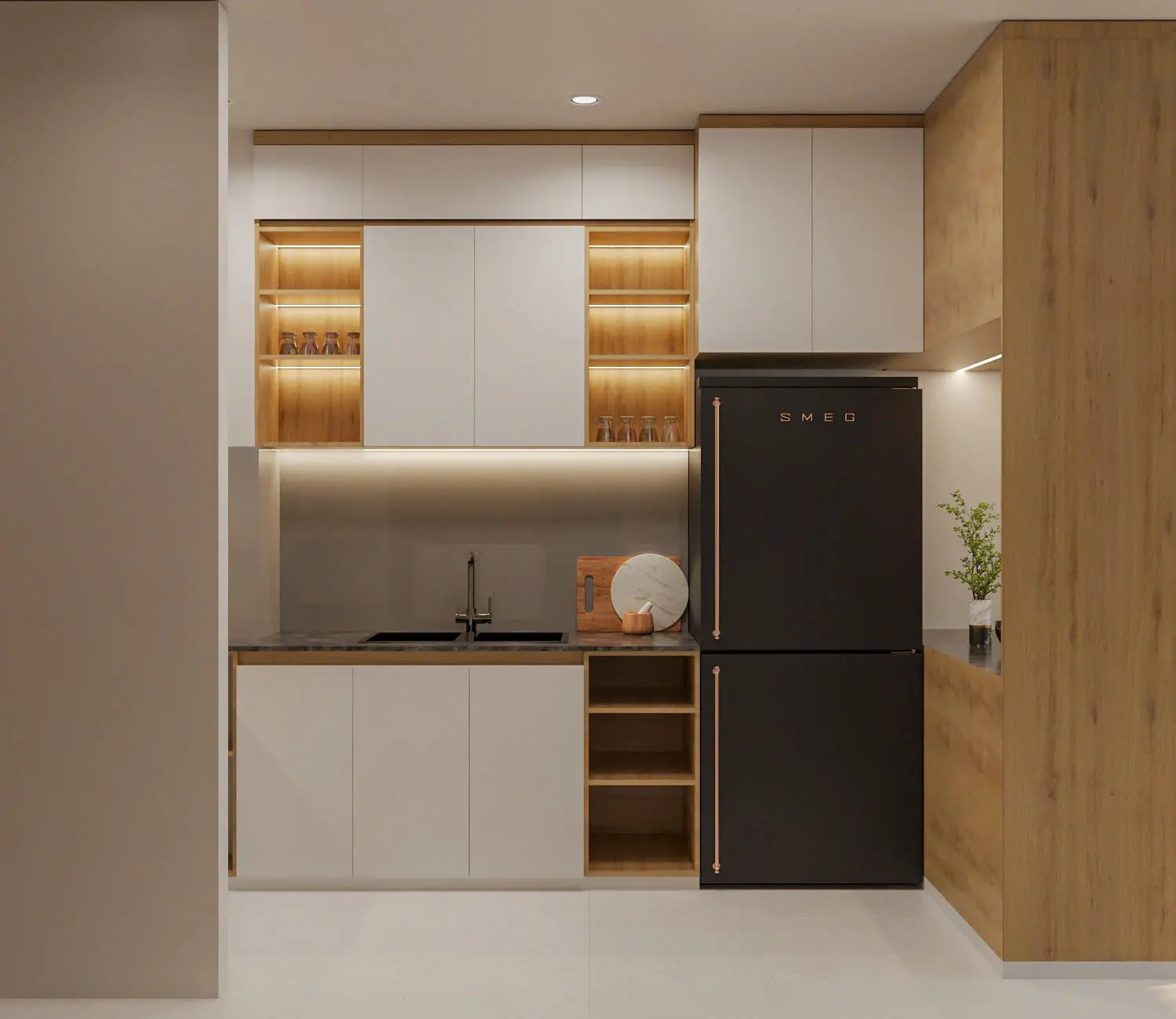 Khu vực bếp hiện đại với đầy đủ tiện nghi