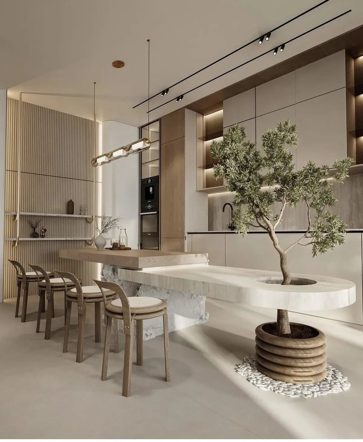 Thiết kế nội thất phòng bếp phong cách Wabi-Sabi