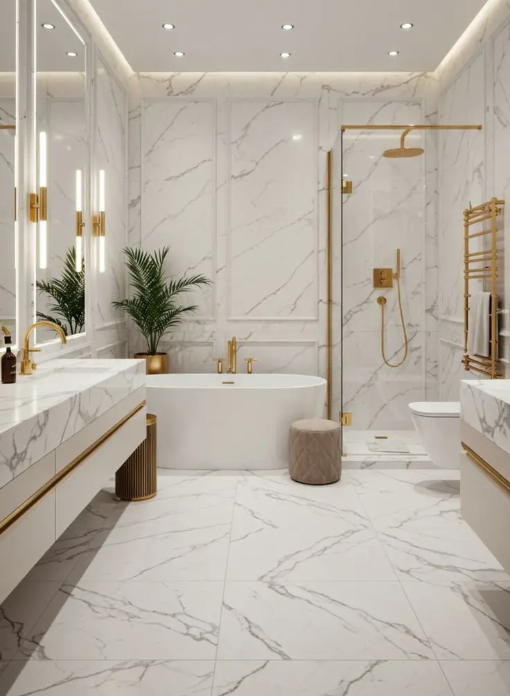 Thiết kế nội thất phòng tắm phong cách Luxury