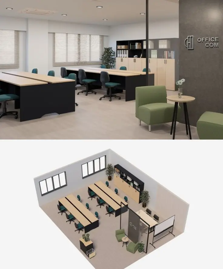 Mẫu bố trí thiết kế nội thất văn phòng hiện đại