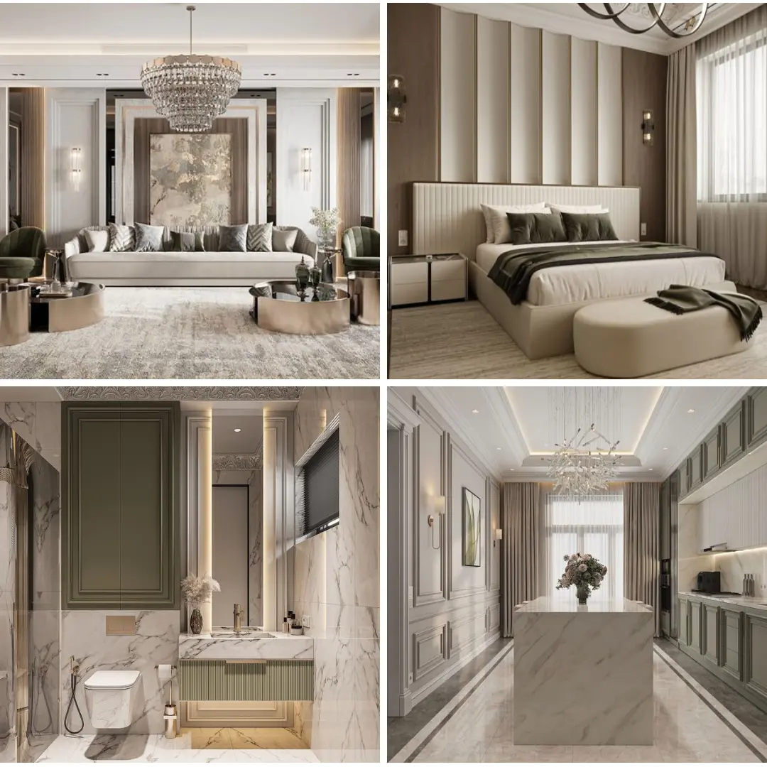 Mẫu thiết kế nội thất biệt thự phong cách tân cổ điển