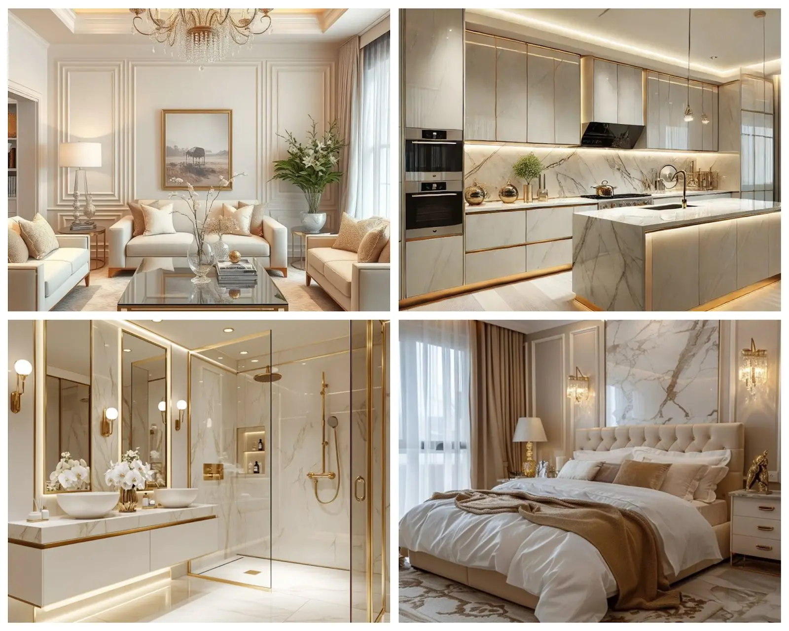 mẫu thiết kế nội thất căn hộ phong cách Luxury