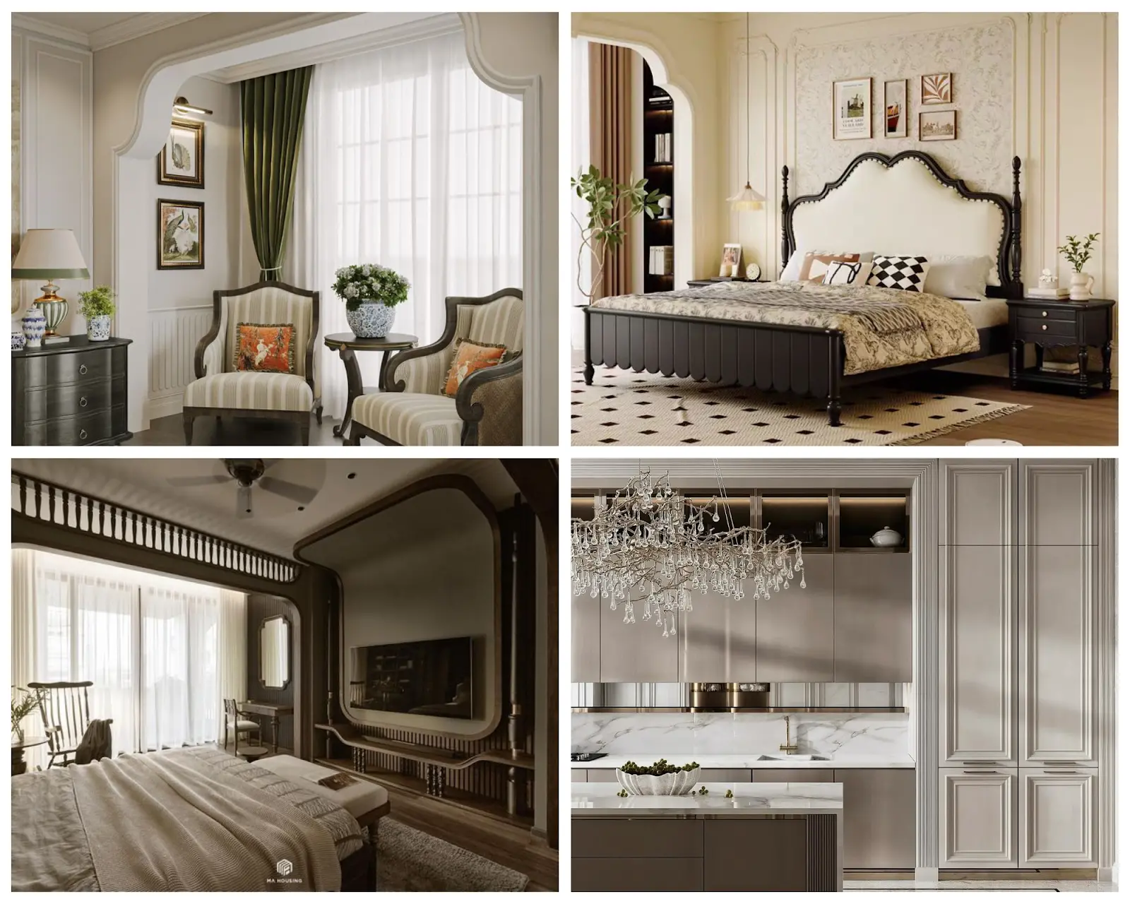 mẫu thiết kế nội thất căn hộ phong cách Tân cổ điển