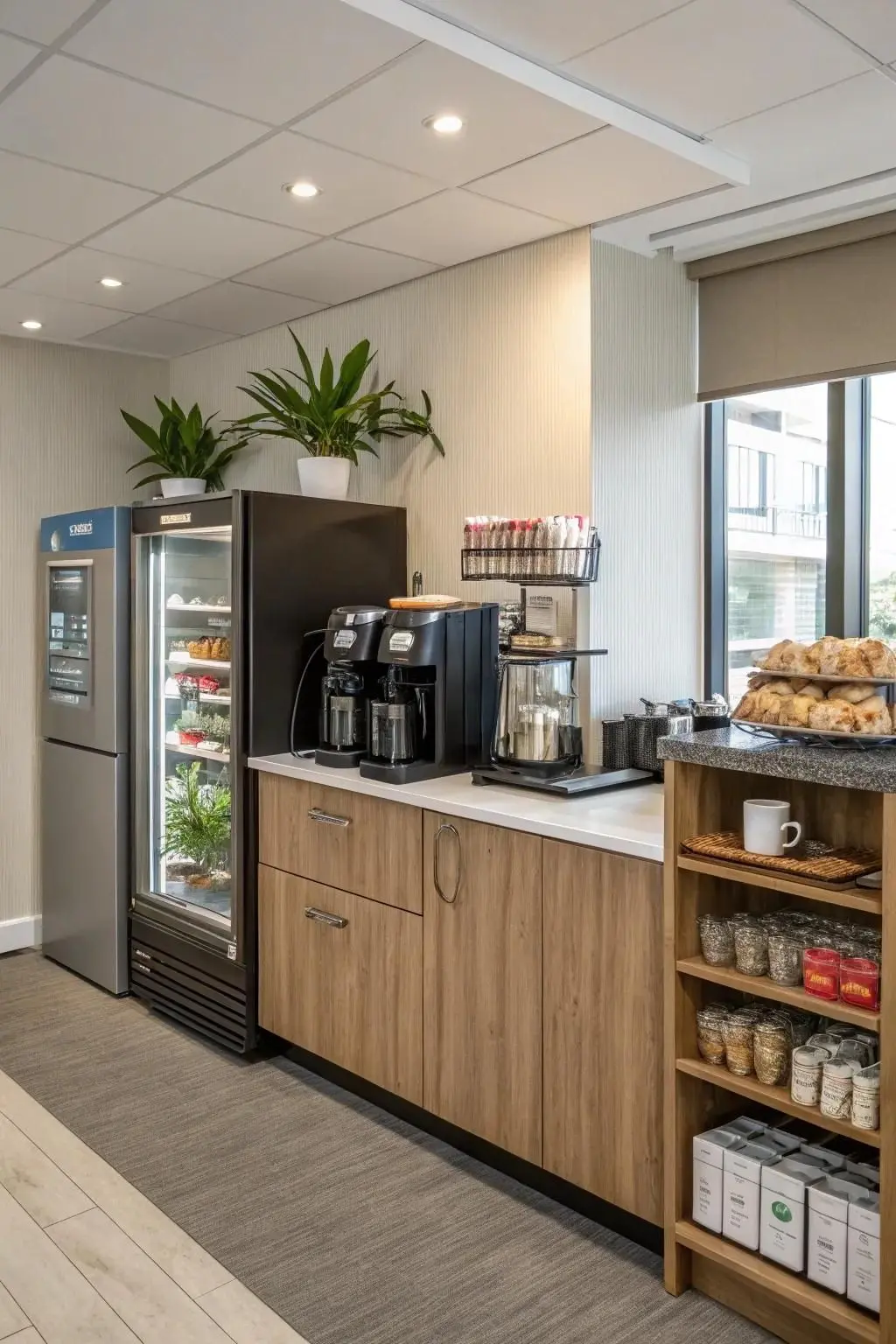 Mẫu thiết kế nội thất khu vực pha cà phê và đồ ăn