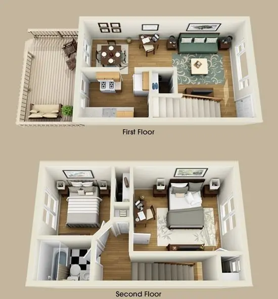 Mẫu thiết kế nội thất nhà phố 2 tầng