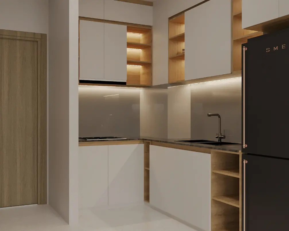 Mẫu thiết kế nội thất phòng bếp chung cư Vinhomes quận 9