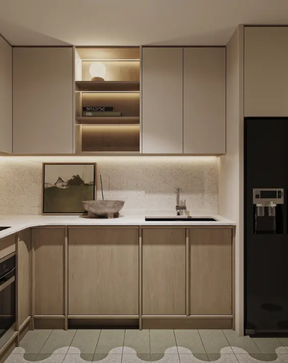 Mẫu thiết kế nội thất phòng bếp chung cư Vinhomes