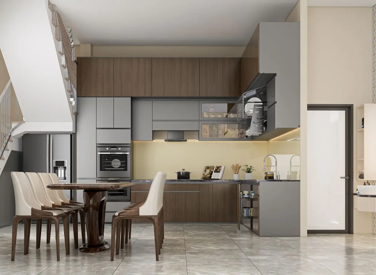 Mẫu thiết kế nội thất phòng bếp nhà phố