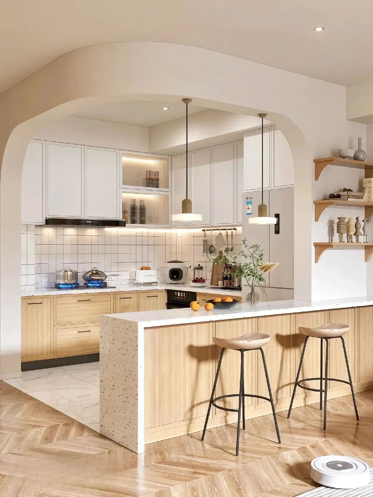 Mẫu thiết kế nội thất phòng bếp phong cách hiện đại