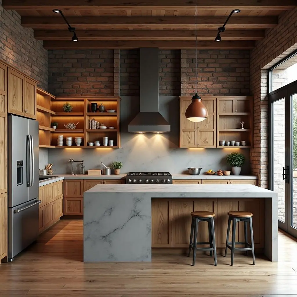 Mẫu thiết kế nội thất phòng bếp phong cách Industrial 2