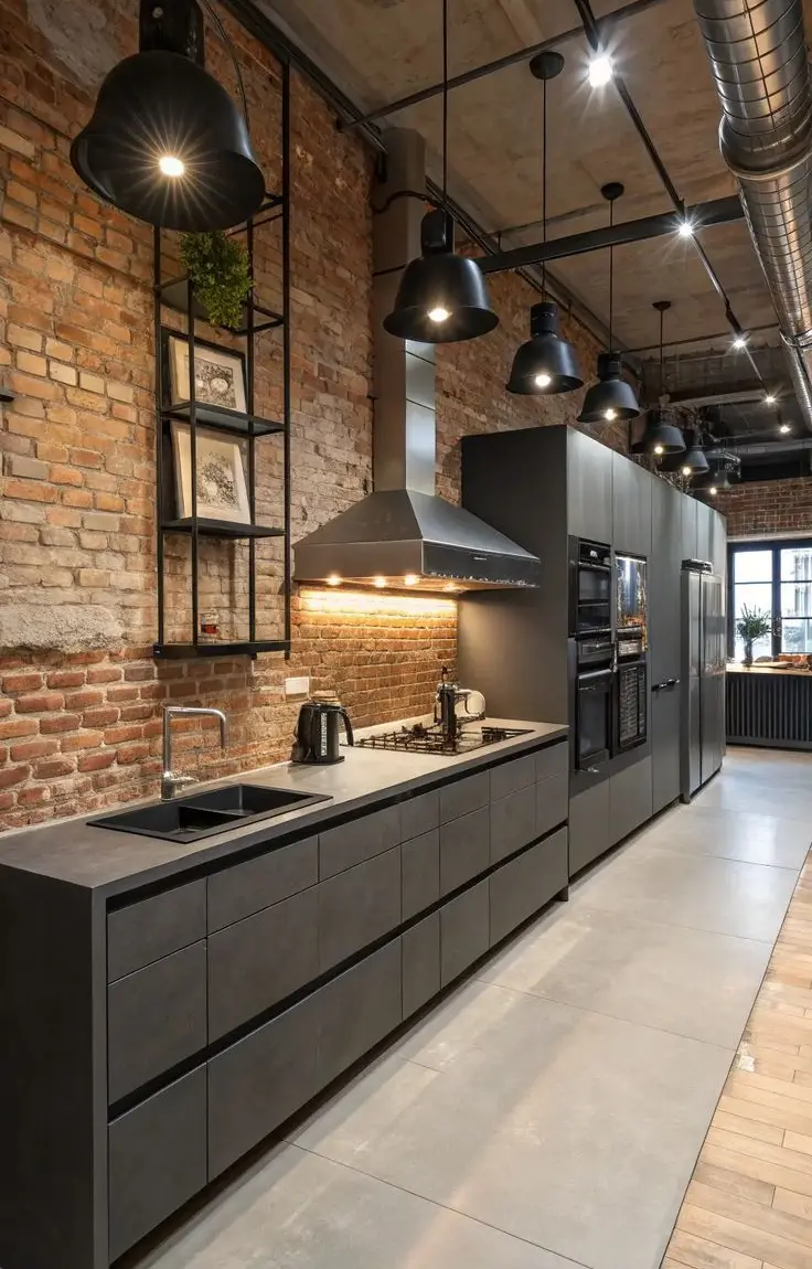 Mẫu thiết kế nội thất phòng bếp phong cách Industrial