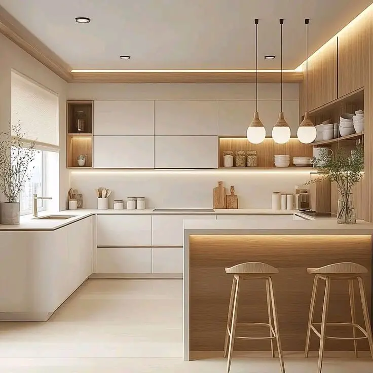 Mẫu thiết kế nội thất phòng bếp phong cách tối giản 2