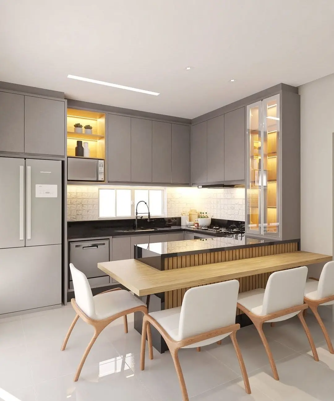 Mẫu thiết kế nội thất phòng bếp phong cách tối giản