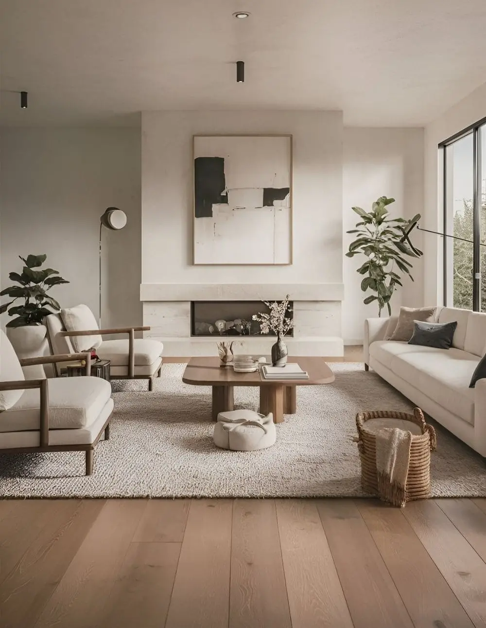 Mẫu thiết kế nội thất phòng khách phong cách hiện đại tối giản