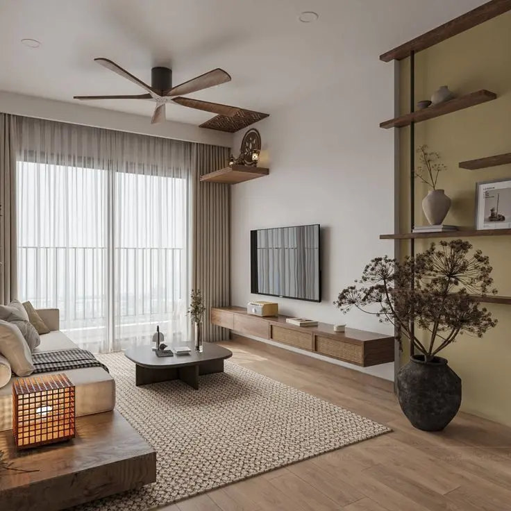 Mẫu thiết kế nội thất phòng khách phong cách Nhật Bản