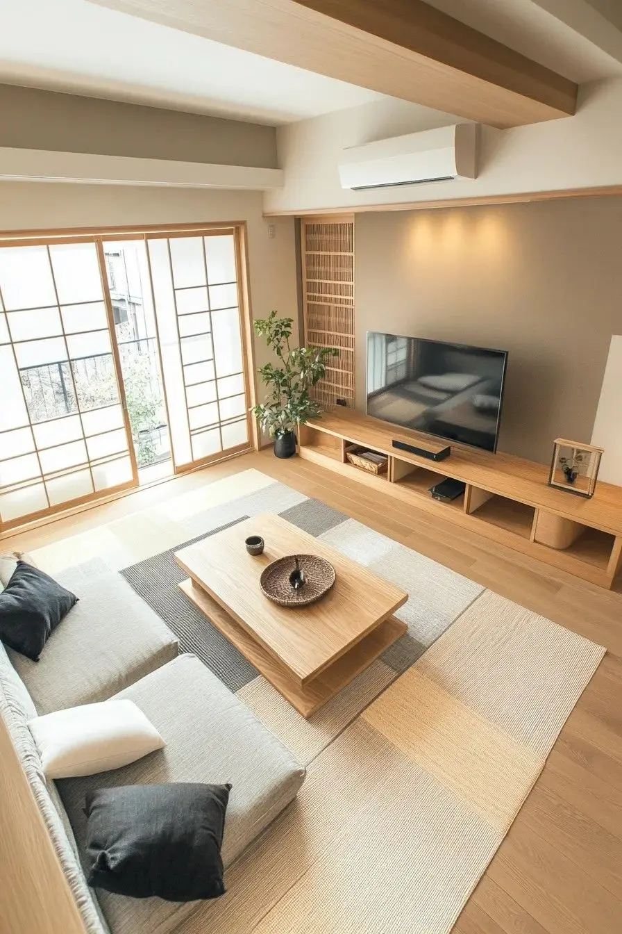 Mẫu thiết kế nội thất phòng khách phong cách Nhật Bản