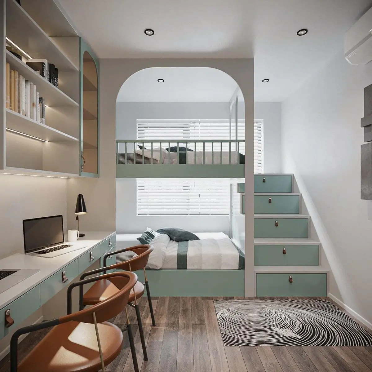 Mẫu thiết kế nội thất phòng ngủ cho 2 bé 2