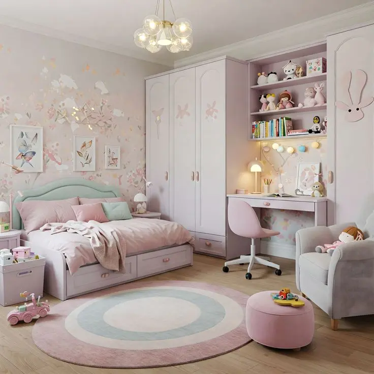 Mẫu thiết kế nội thất phòng ngủ cho bé gái