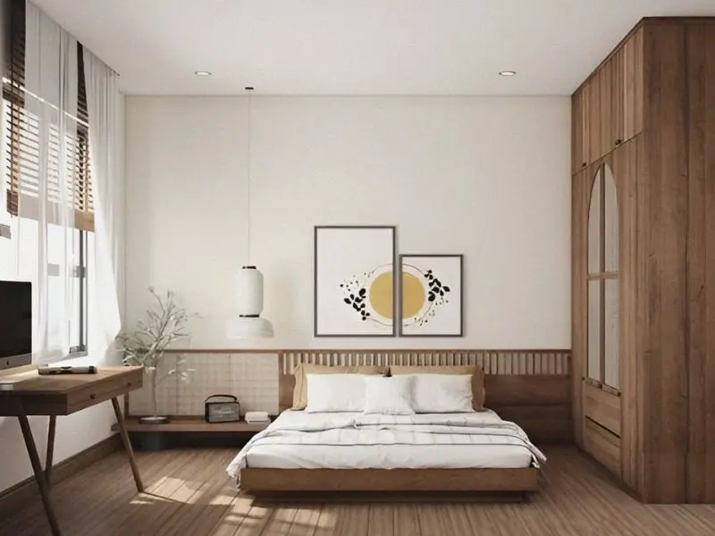 Mẫu thiết kế nội thất phòng ngủ phong cách Japandi 2