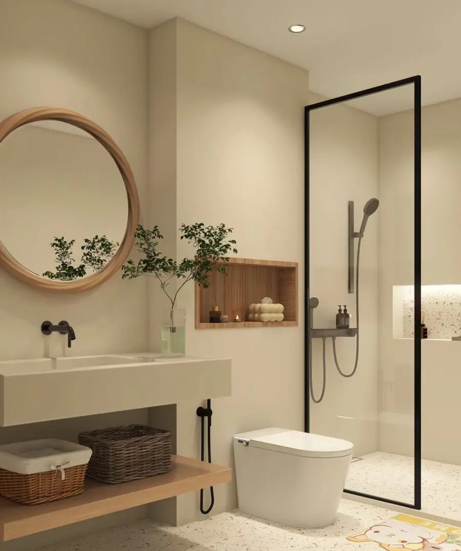 Mẫu thiết kế nội thất phòng tắm phong cách Nhật Bản