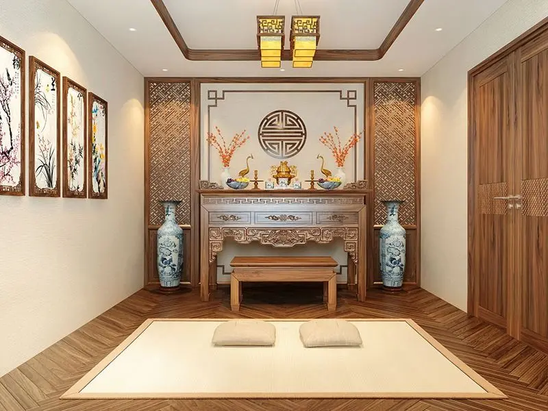 Mẫu thiết kế nội thất phòng thờ biệt thự