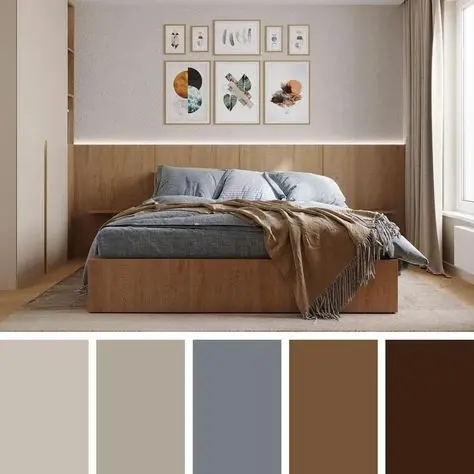 mẫu thiết kế phòng ngủ phong cách tối giản kèm bảng màu