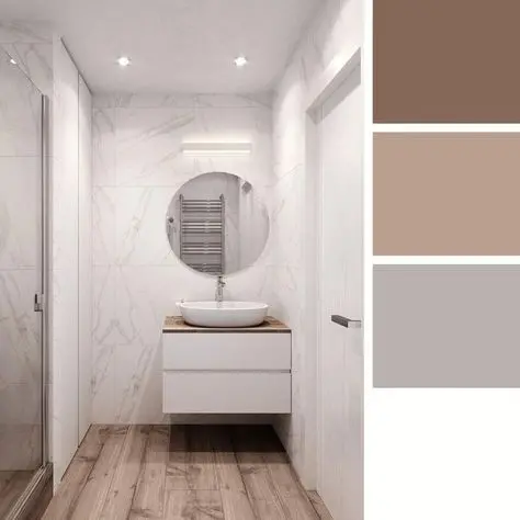 mẫu thiết kế phòng tắm phong cách tối giản kèm bảng màu