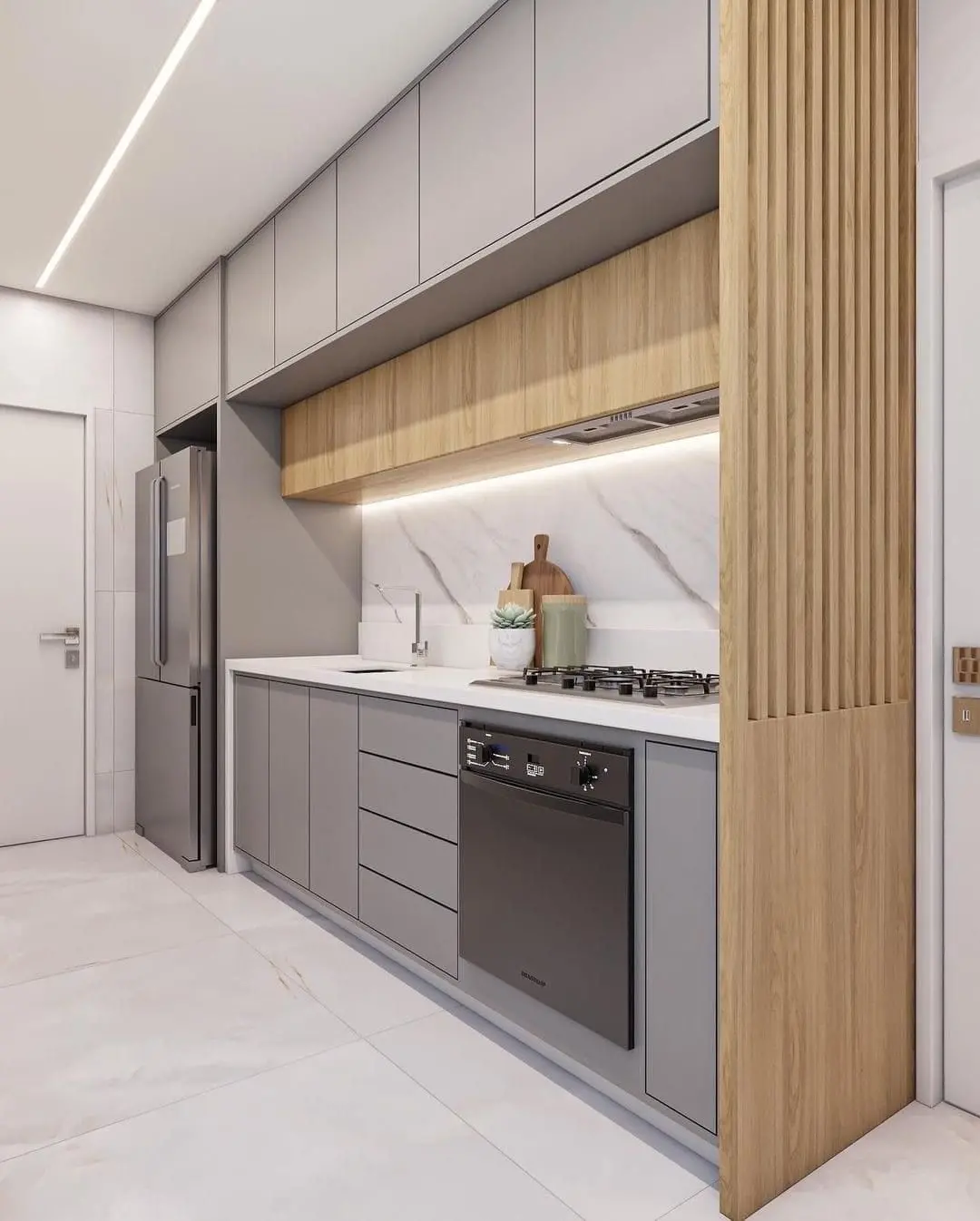 Mẫu tủ bếp chữ I cho không gian nhỏ