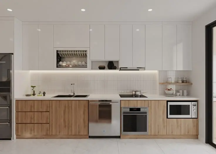 Mẫu tủ bếp chữ I tối ưu diện tích