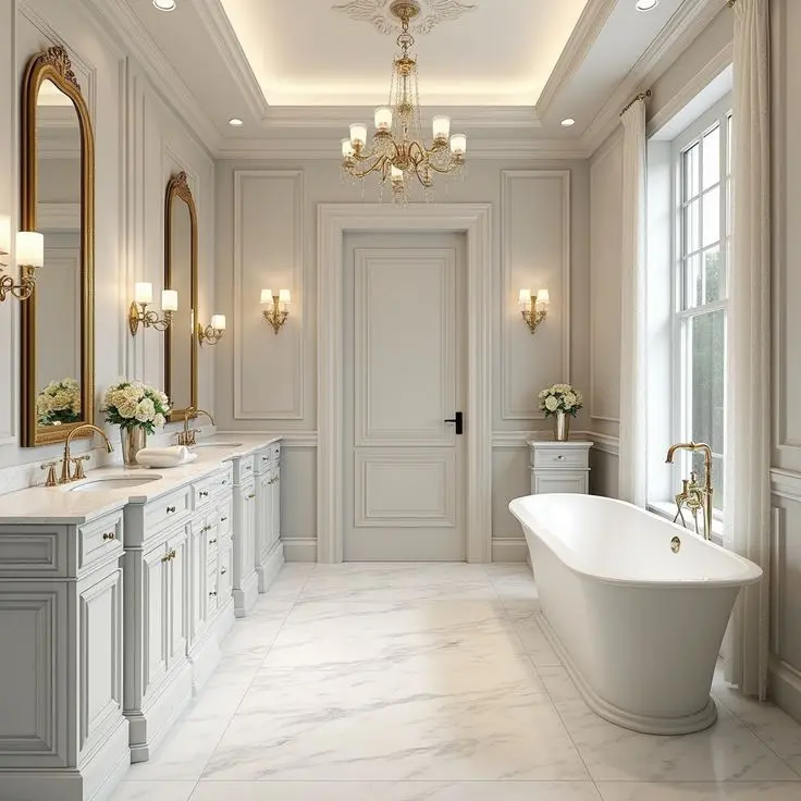 Thiết kế nội thất phòng tắm phong cách Tân cổ điển